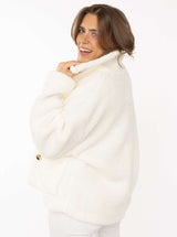 Zwillingsherz Jacke - Teddyfell - "City Life" - Creme-Weiß