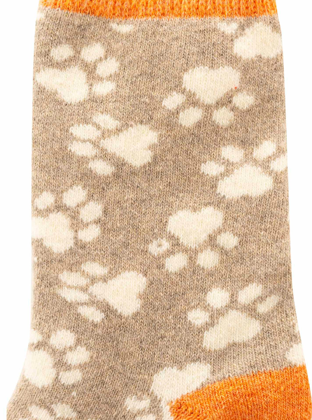 Zwillingsherz Kuschelsocken "Hundepfoten" - Wollmix Beige-Orange