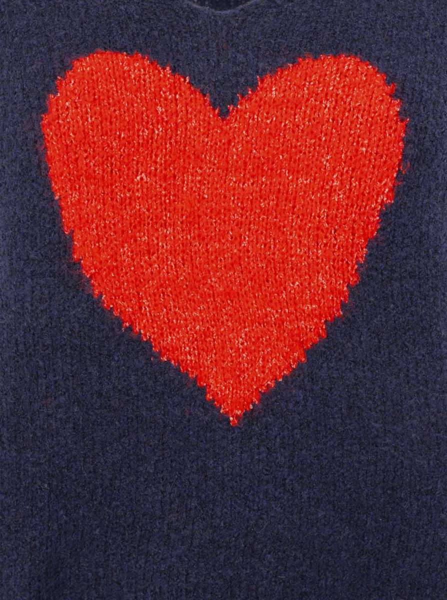 Zwillingsherz Kuschelpullover "Herz" - Navy mit rotem Herz