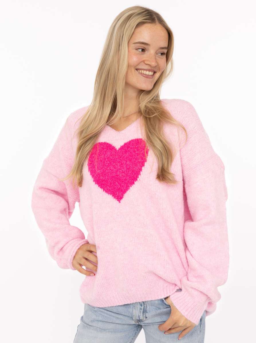 Zwillingsherz Kuschelpullover "Herz" - Rosa mit pinkem Herz