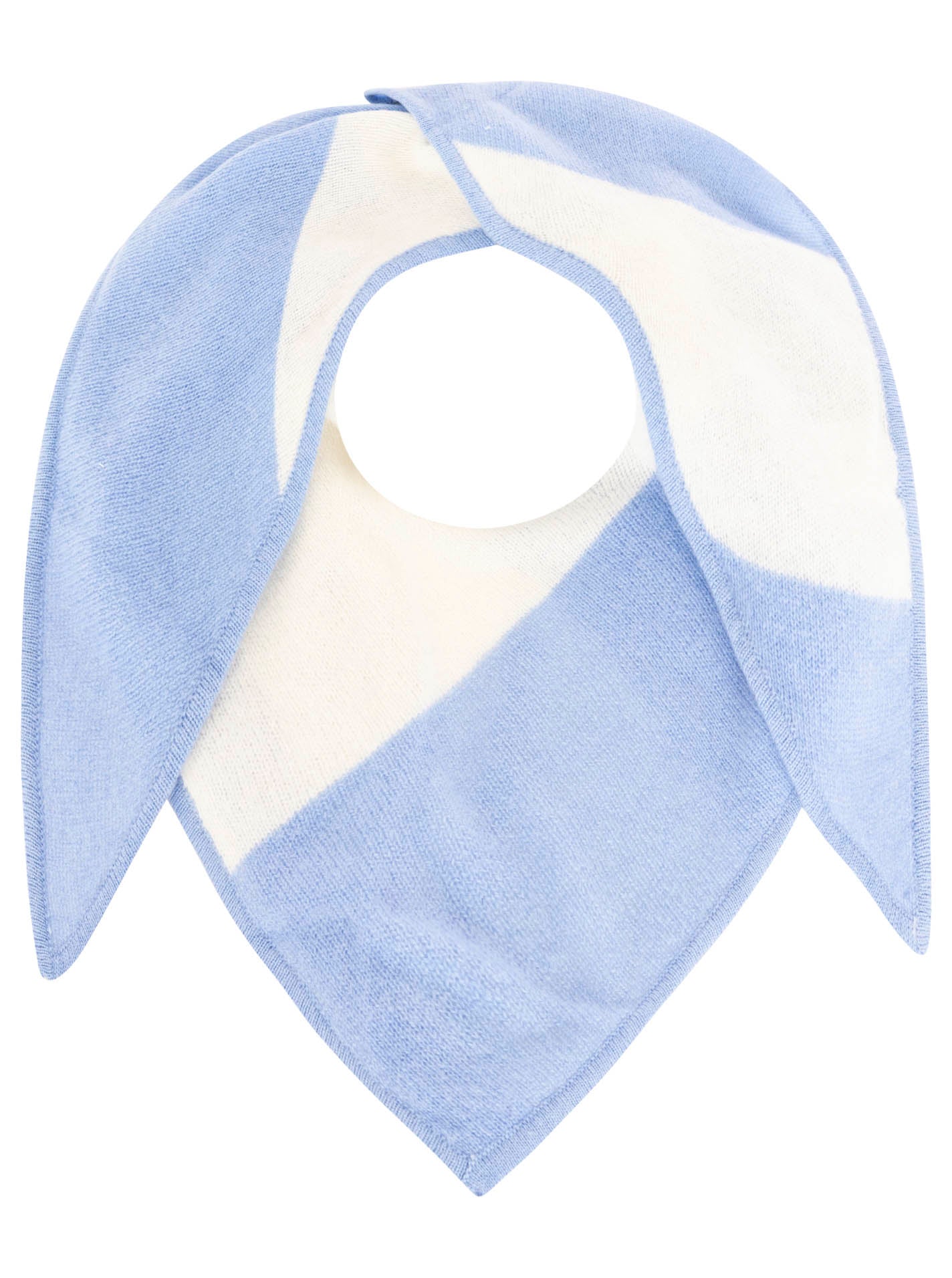 Zwillingsherz 100% Kaschmir Rundhalspullover Blockstreifen Hellblau Creme