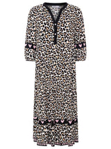 Zwillingsherz - Maxikleid "Classic Leo" - Leopardenmuster mit Knopfleiste
