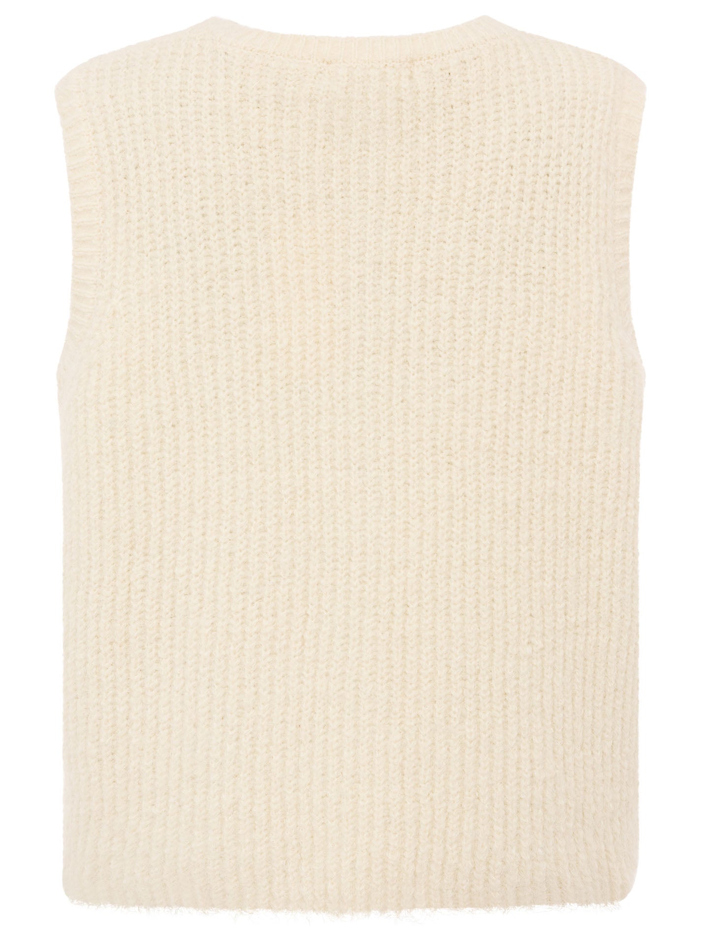 Zwillingsherz Strickweste Beige Knöpfe Patch