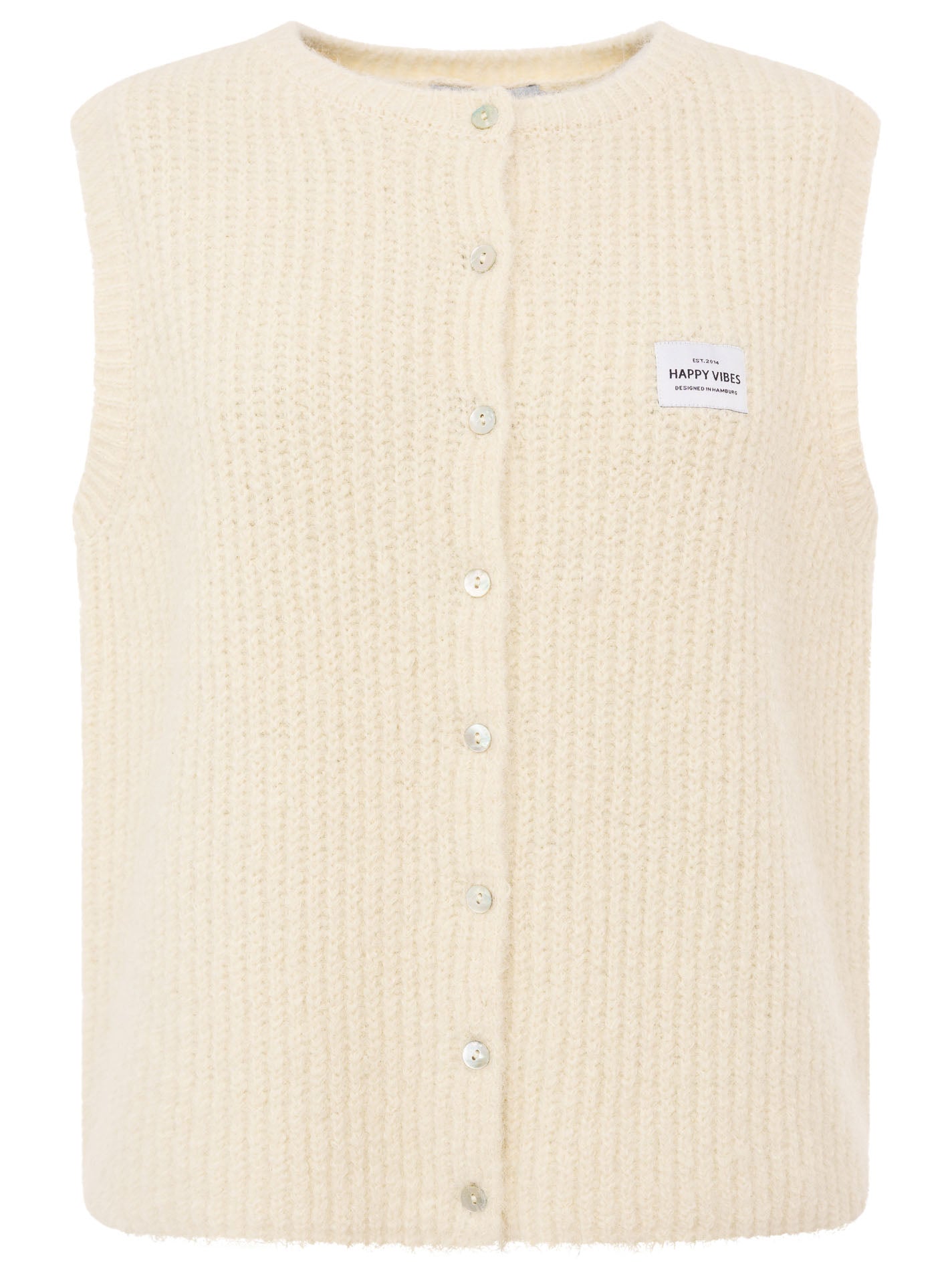 Zwillingsherz Strickweste Beige Knöpfe Patch
