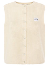 Zwillingsherz Strickweste Beige Knöpfe Patch