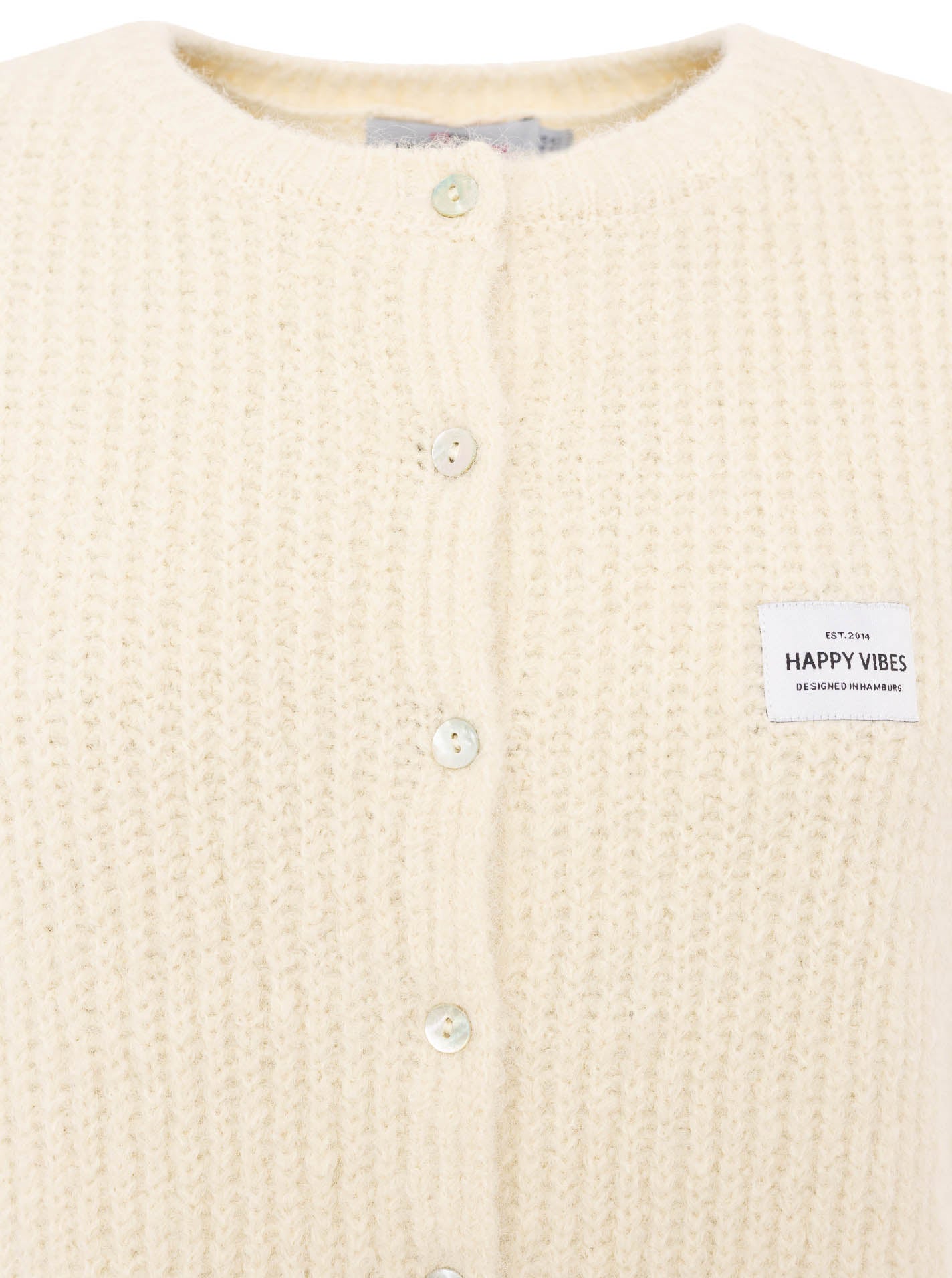 Zwillingsherz Strickweste Beige Knöpfe Patch