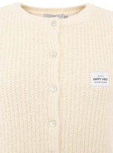 Zwillingsherz Strickweste Beige Knöpfe Patch