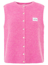 Zwillingsherz Strickweste mit Knöpfen und Patch - Pink