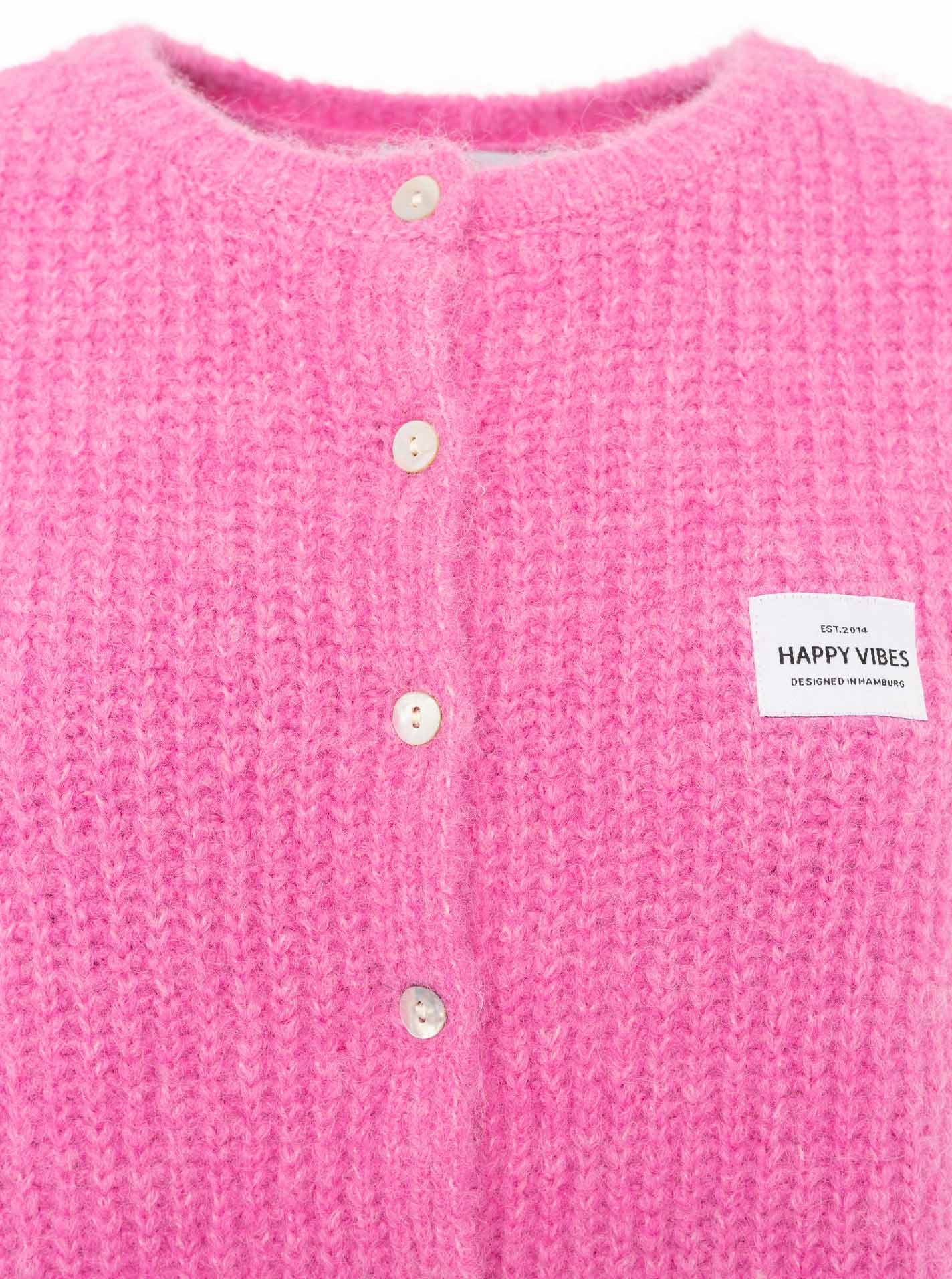 Zwillingsherz Strickweste mit Knöpfen und Patch - Pink
