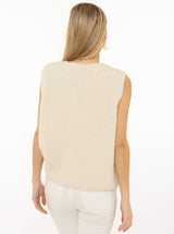 Zwillingsherz Strickweste Beige Knöpfe Patch