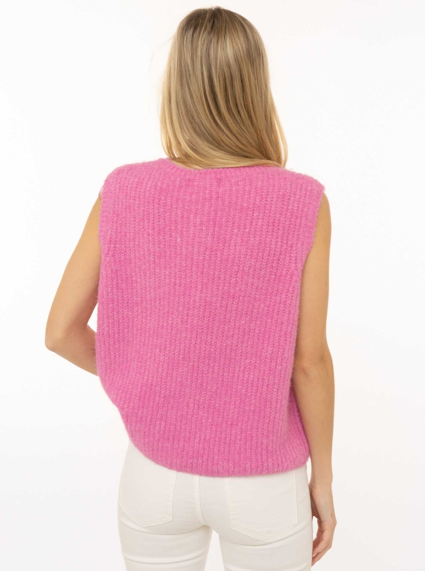 Zwillingsherz Strickweste mit Knöpfen und Patch - Pink