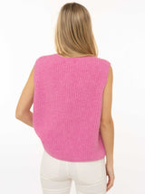 Zwillingsherz Strickweste mit Knöpfen und Patch - Pink