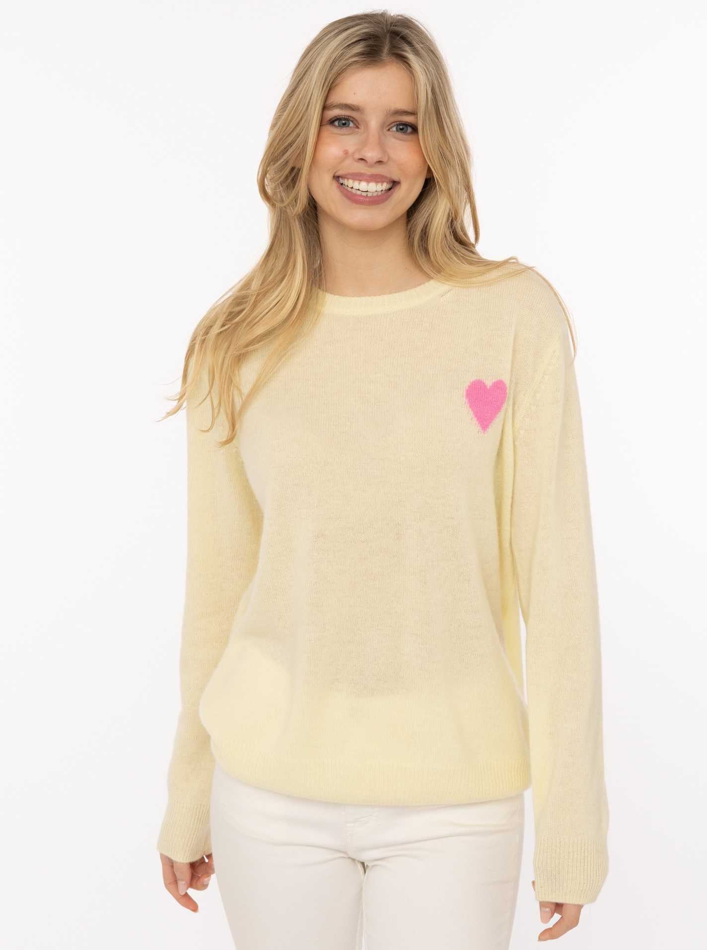 Zwillingsherz 100% Kaschmir Pullover "Herzi" - Hell-Gelb