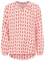 Zwillingsherz Bluse Lobsters Rot Pink Langarm Viskose