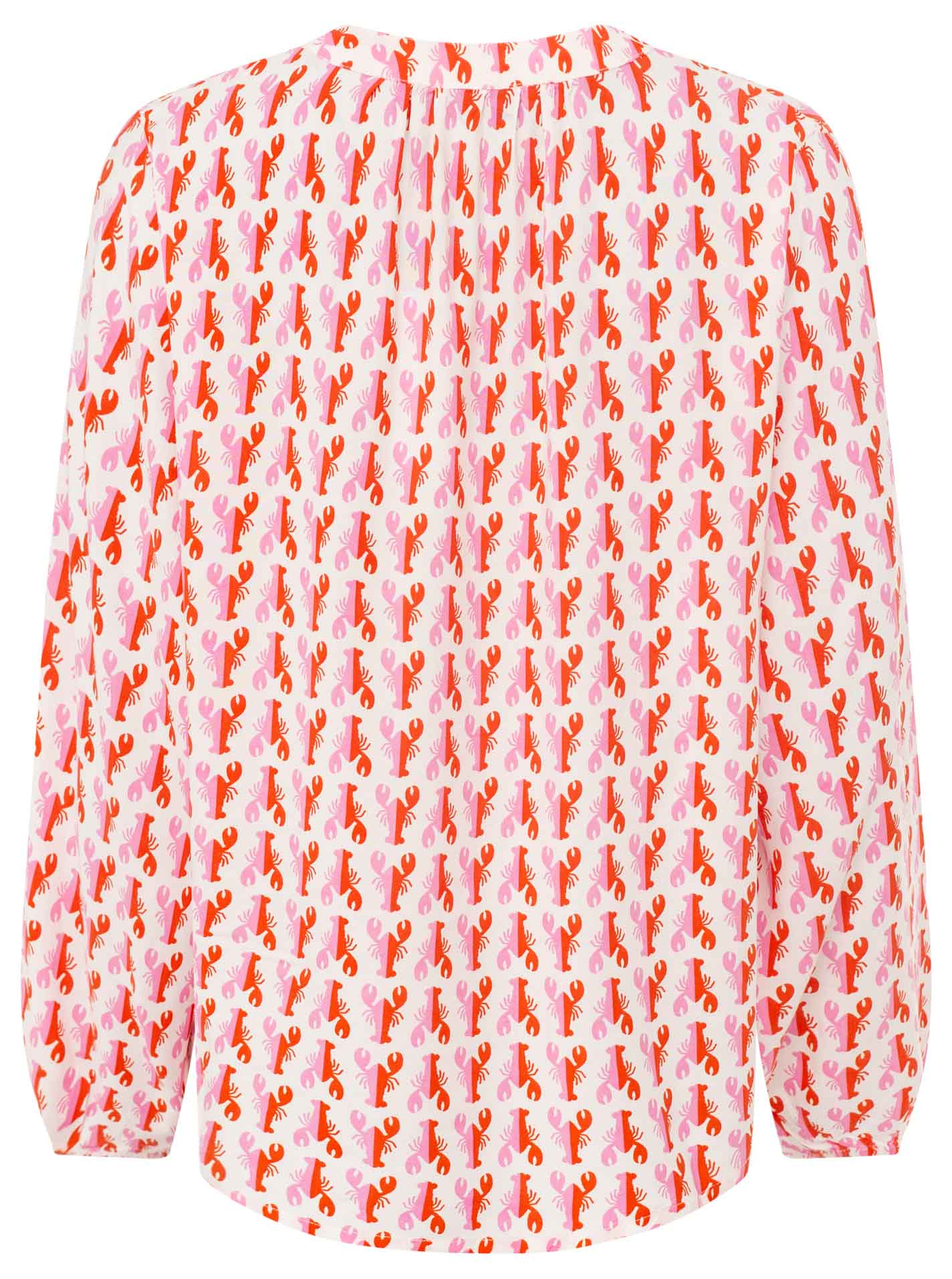 Zwillingsherz Bluse Lobsters Rot Pink Langarm Viskose