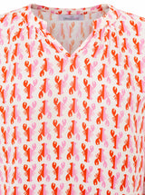Zwillingsherz Bluse Lobsters Rot Pink Langarm Viskose