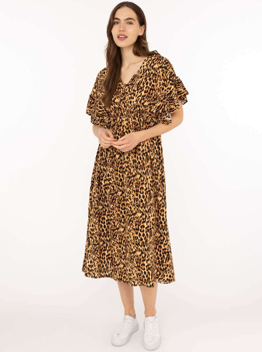 Zwillingsherz Maxikleid Viskose Leo Nights Braun