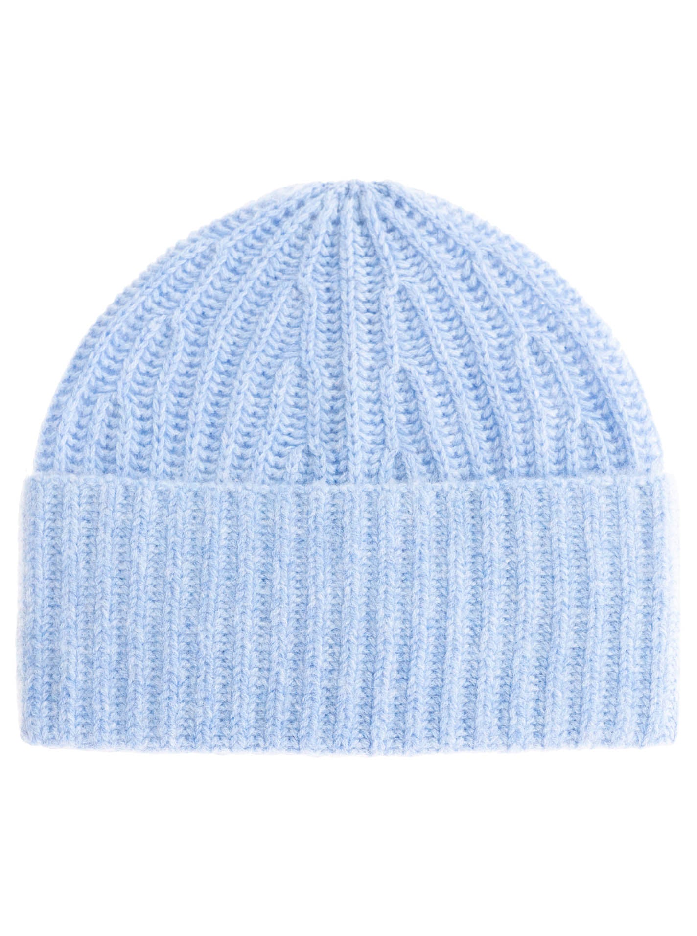 Zwillingsherz Mütze aus 100% Kaschmir -Hellblau - Grobstrick