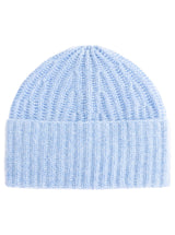 Zwillingsherz Mütze aus 100% Kaschmir -Hellblau - Grobstrick