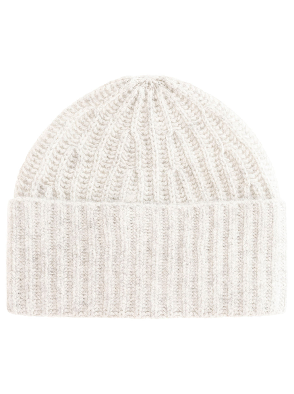 Zwillingsherz Mütze aus 100% Kaschmir -Woll-Weiß - Grobstrick