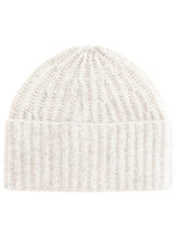 Zwillingsherz Mütze aus 100% Kaschmir -Woll-Weiß - Grobstrick
