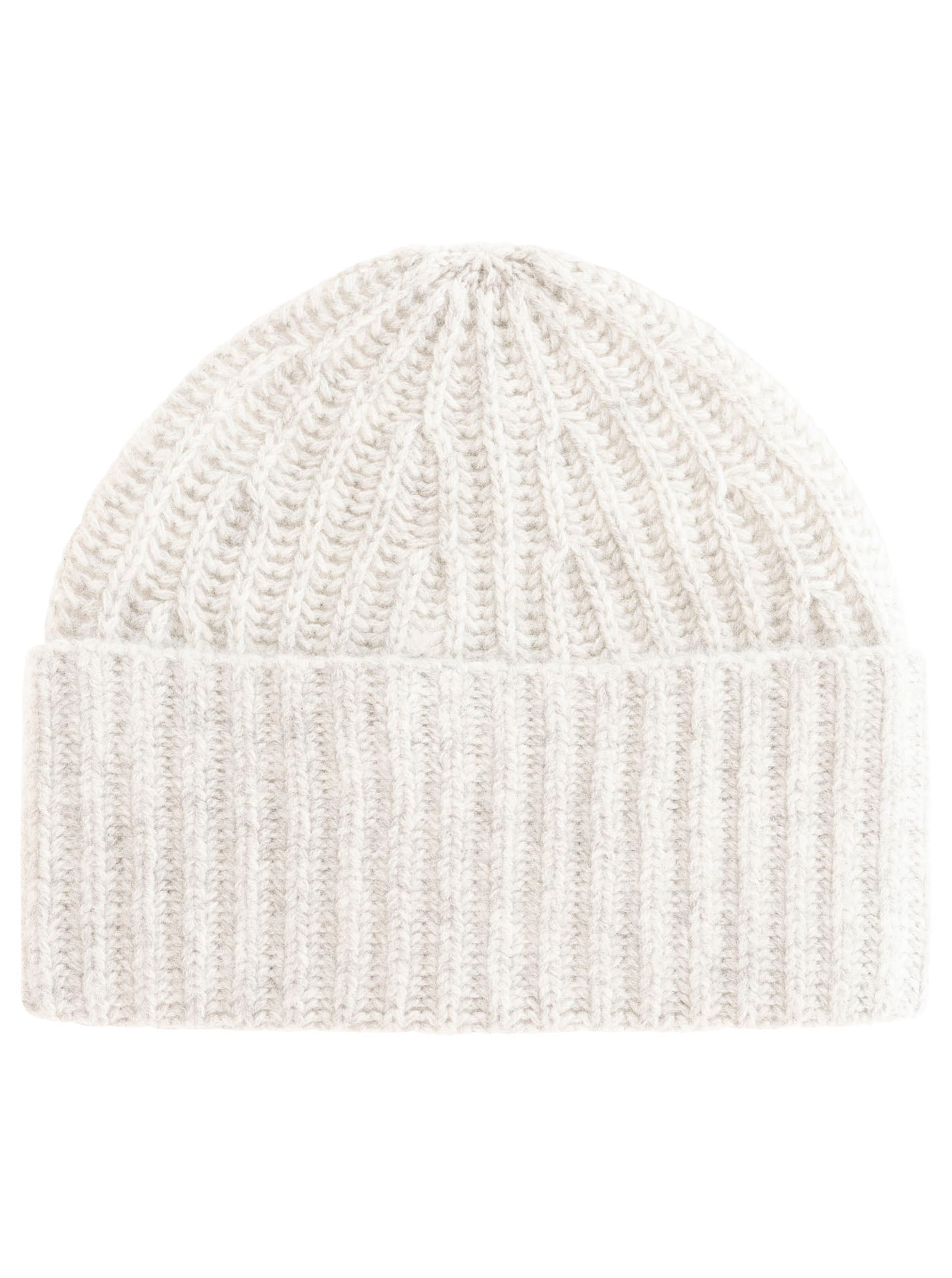 Zwillingsherz Mütze aus 100% Kaschmir -Woll-Weiß - Grobstrick