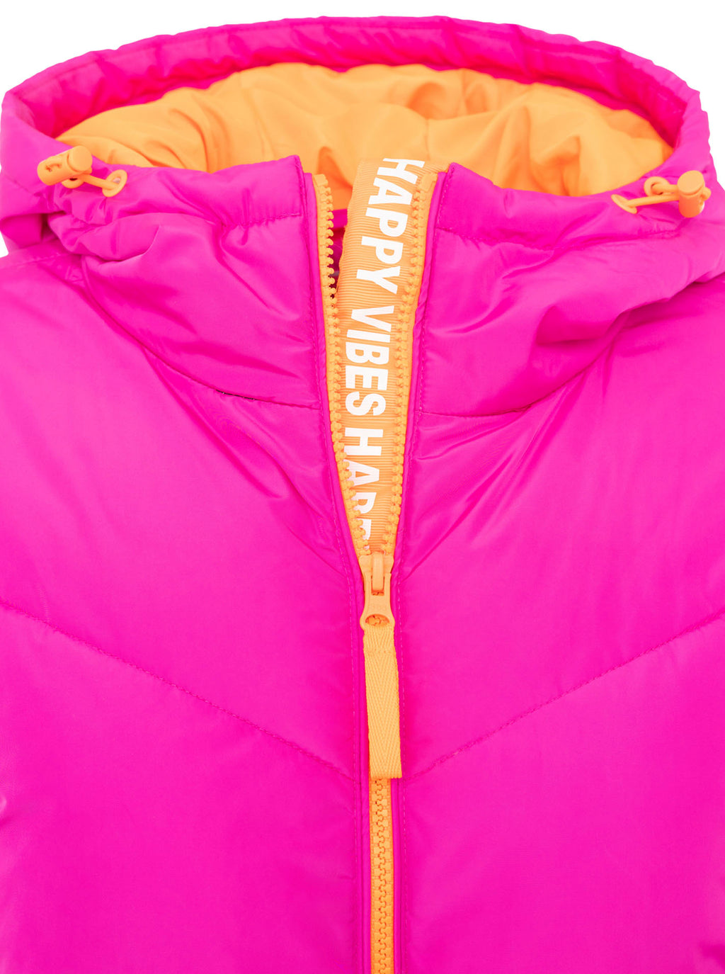 Zwillingsherz - Stepp-Mantel "Happy Vibes" in Pink mit orangen Details