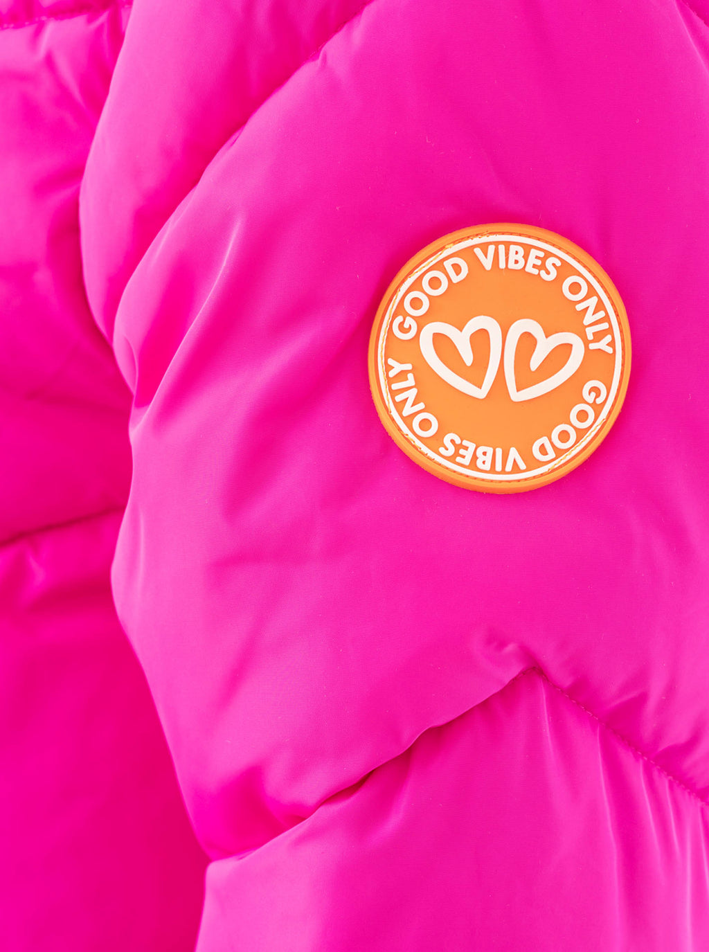 Zwillingsherz - Stepp-Mantel "Happy Vibes" in Pink mit orangen Details