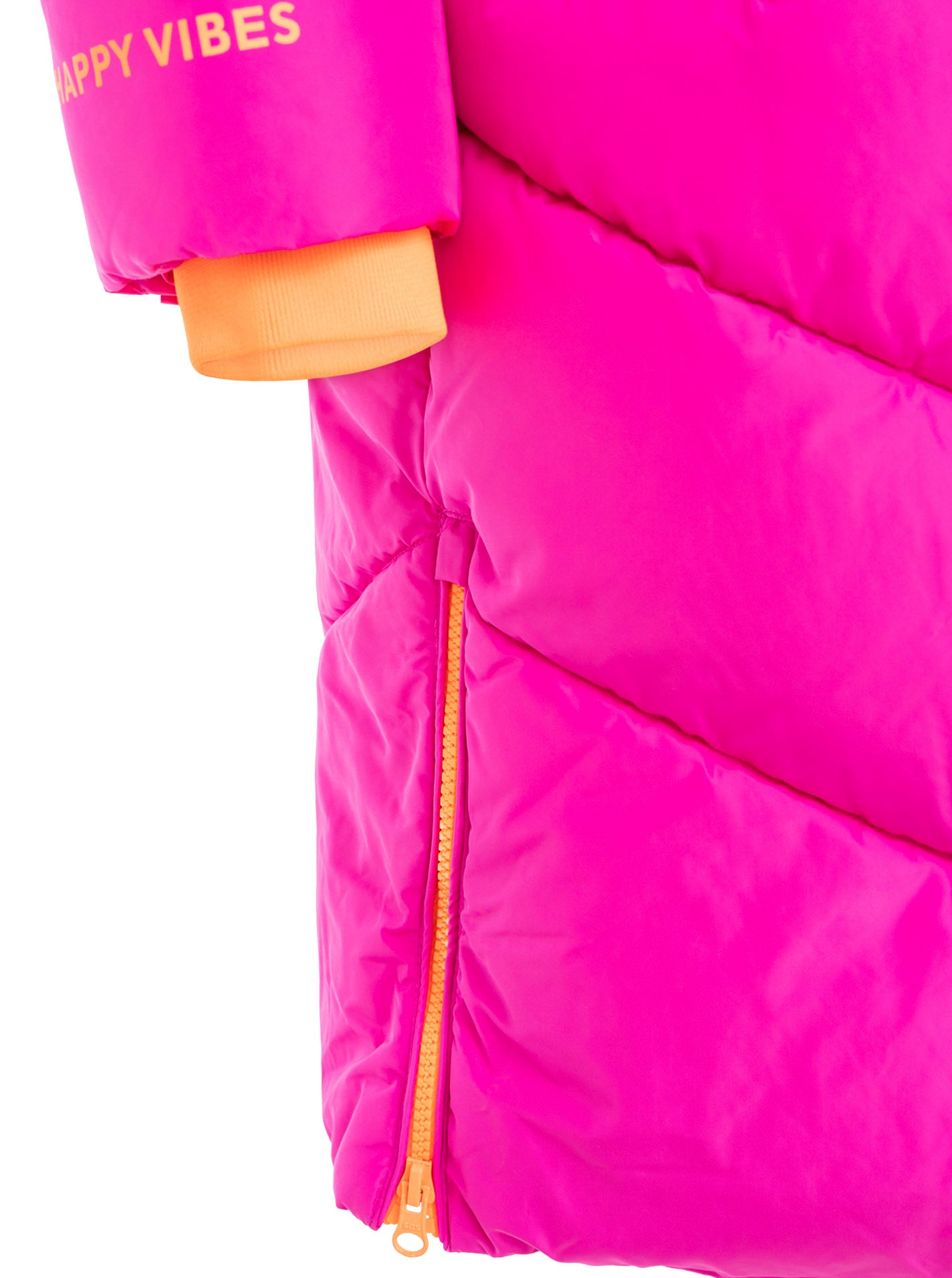 Zwillingsherz - Stepp-Mantel "Happy Vibes" in Pink mit orangen Details
