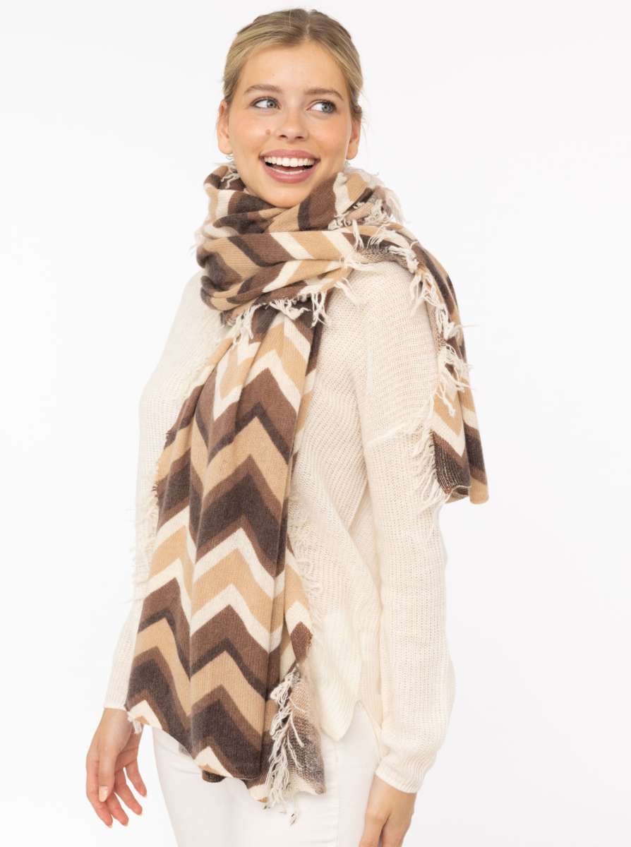 Zwillingsherz XXL - Schal - 100% Kaschmir Beige - Braun