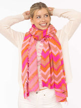 Zwillingsherz XXL - Schal - 100% Kaschmir Pink-Orange