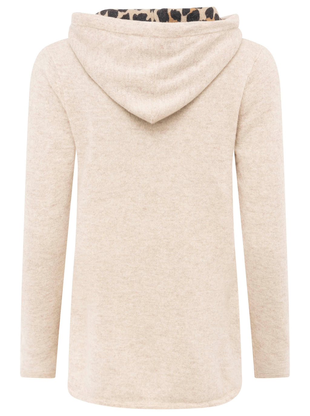 Zwillingsherz Hoodie aus 100% Kaschmir mit Leo-Details - Beige