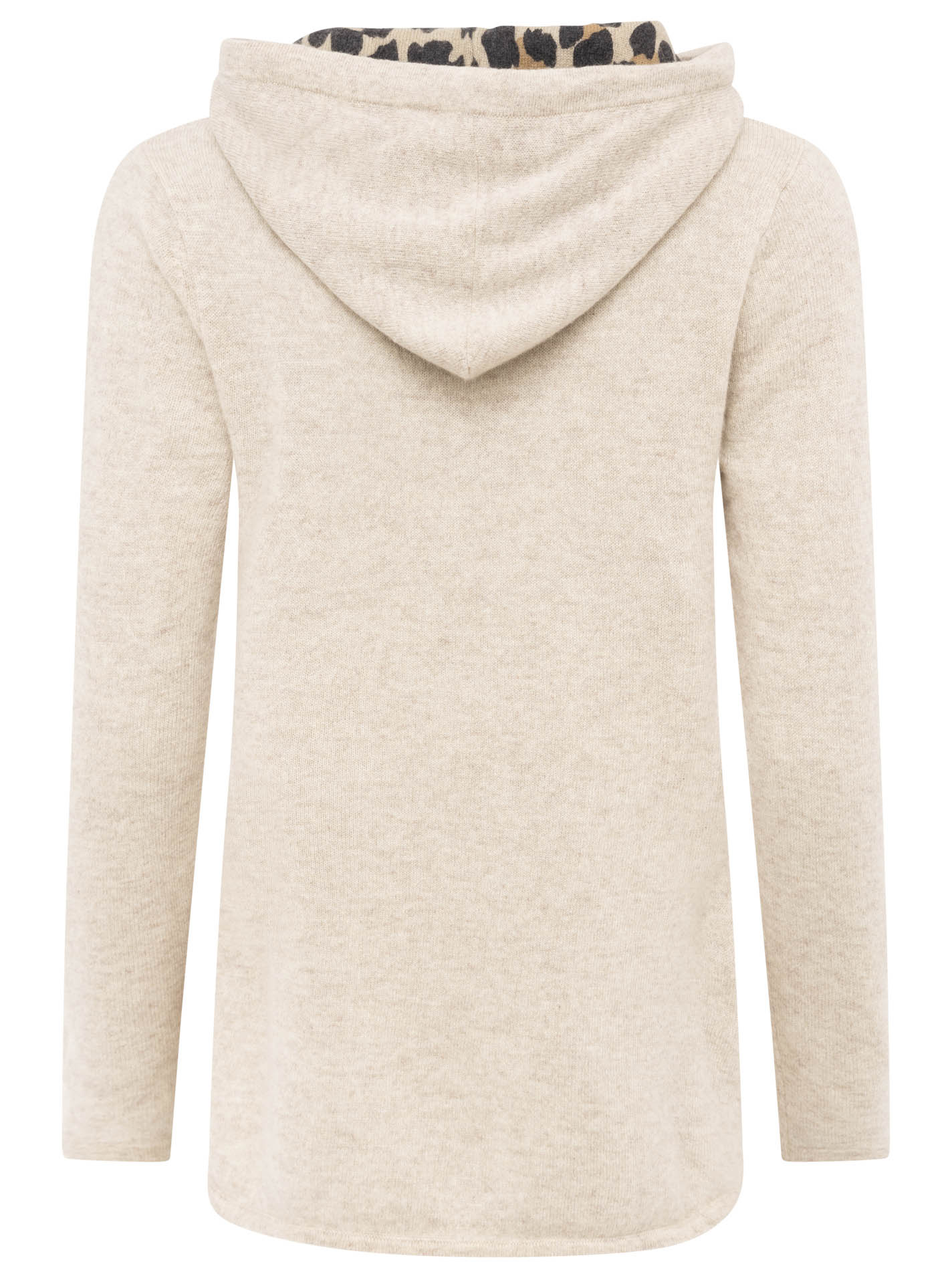 Zwillingsherz Hoodie aus 100% Kaschmir mit Leo-Details - Beige