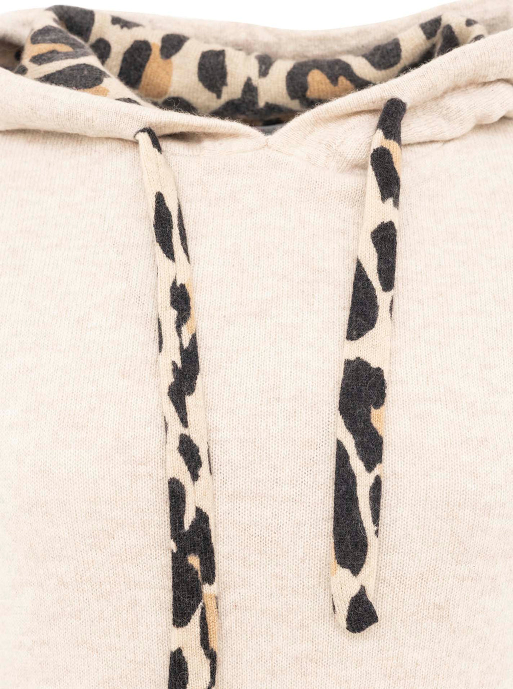 Zwillingsherz Hoodie aus 100% Kaschmir mit Leo-Details - Beige