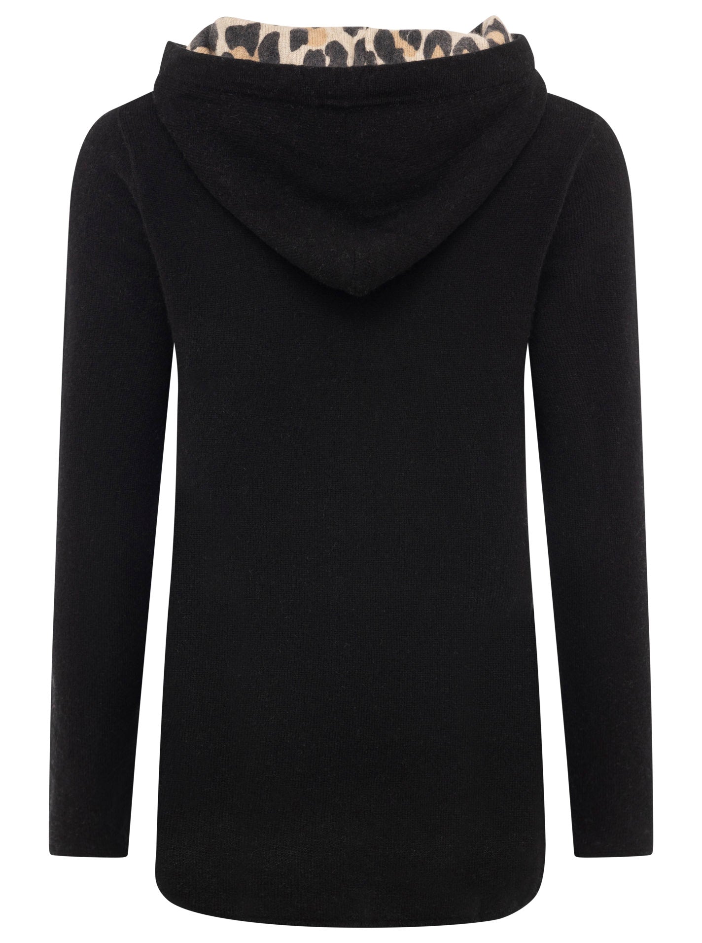 Zwillingsherz Hoodie aus 100% Kaschmir mit Leo-Details - Schwarz