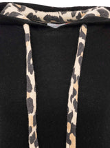 Zwillingsherz Hoodie aus 100% Kaschmir mit Leo-Details - Schwarz