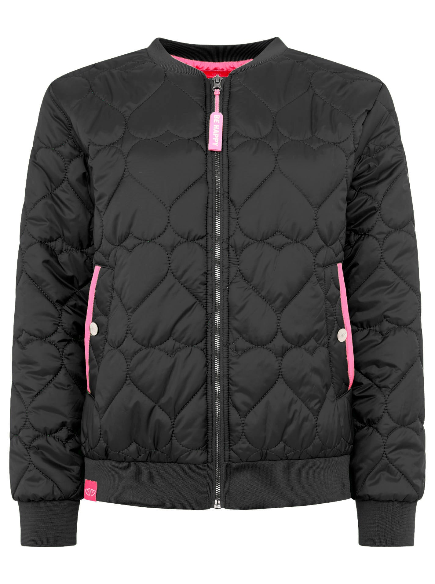 Zwillingsherz - Schwarze Bomberjacke "Be Happy"