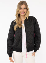 Zwillingsherz - Schwarze Bomberjacke "Be Happy"