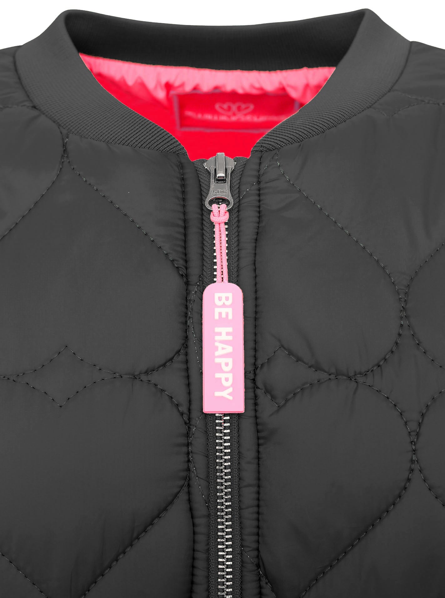 Zwillingsherz - Schwarze Bomberjacke "Be Happy"