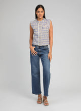 Ange Paris Tweed-Weste Avayana Blau Tailliert