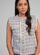 Ange Paris Tweed-Weste Avayana Blau Tailliert