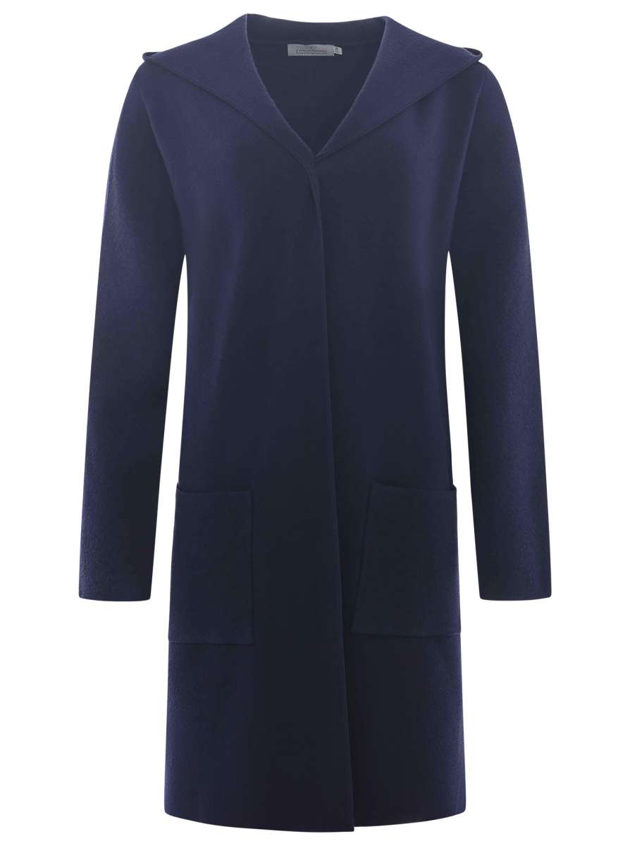 NEU - Zwillingsherz Strickmantel "Janina Basic" mit Kapuze - Viskosemischung -  Navy