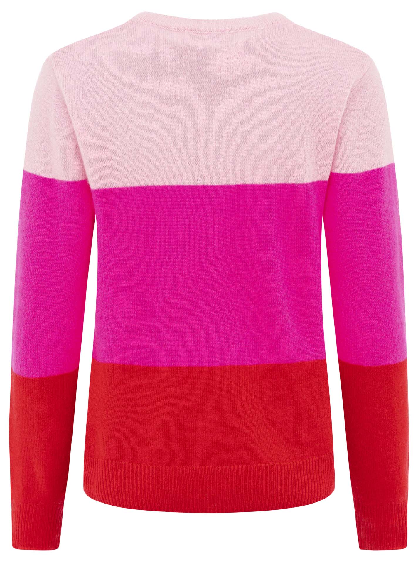 Zwillingsherz - Pullover aus 100% Kaschmir  "Dreifarbig" - Rosa, Neonpink & Rot