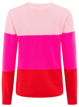 Zwillingsherz - Pullover aus 100% Kaschmir  "Dreifarbig" - Rosa, Neonpink & Rot