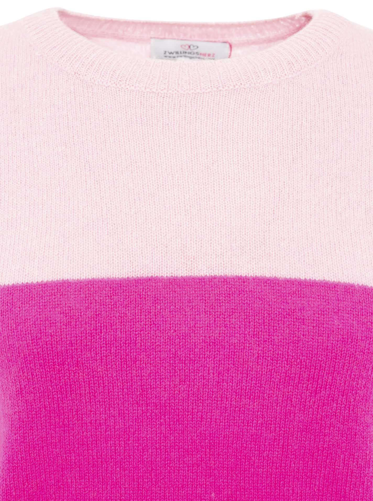 Zwillingsherz - Pullover aus 100% Kaschmir  "Dreifarbig" - Rosa, Neonpink & Rot