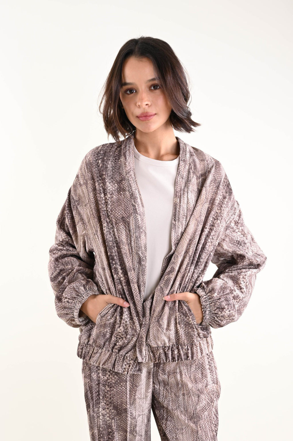 MYASTREET - Giacca Pitonata - Schlangenprint-Jacke - Beige