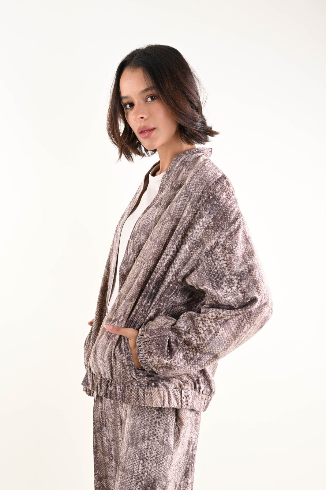 MYASTREET - Giacca Pitonata - Schlangenprint-Jacke - Beige