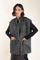 MYASTREET Weste mit Fischgrät-Muster in Schwarz & Weiß