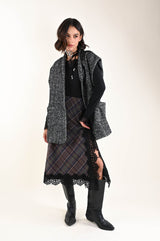 MYASTREET Weste mit Fischgrät-Muster in Schwarz & Weiß