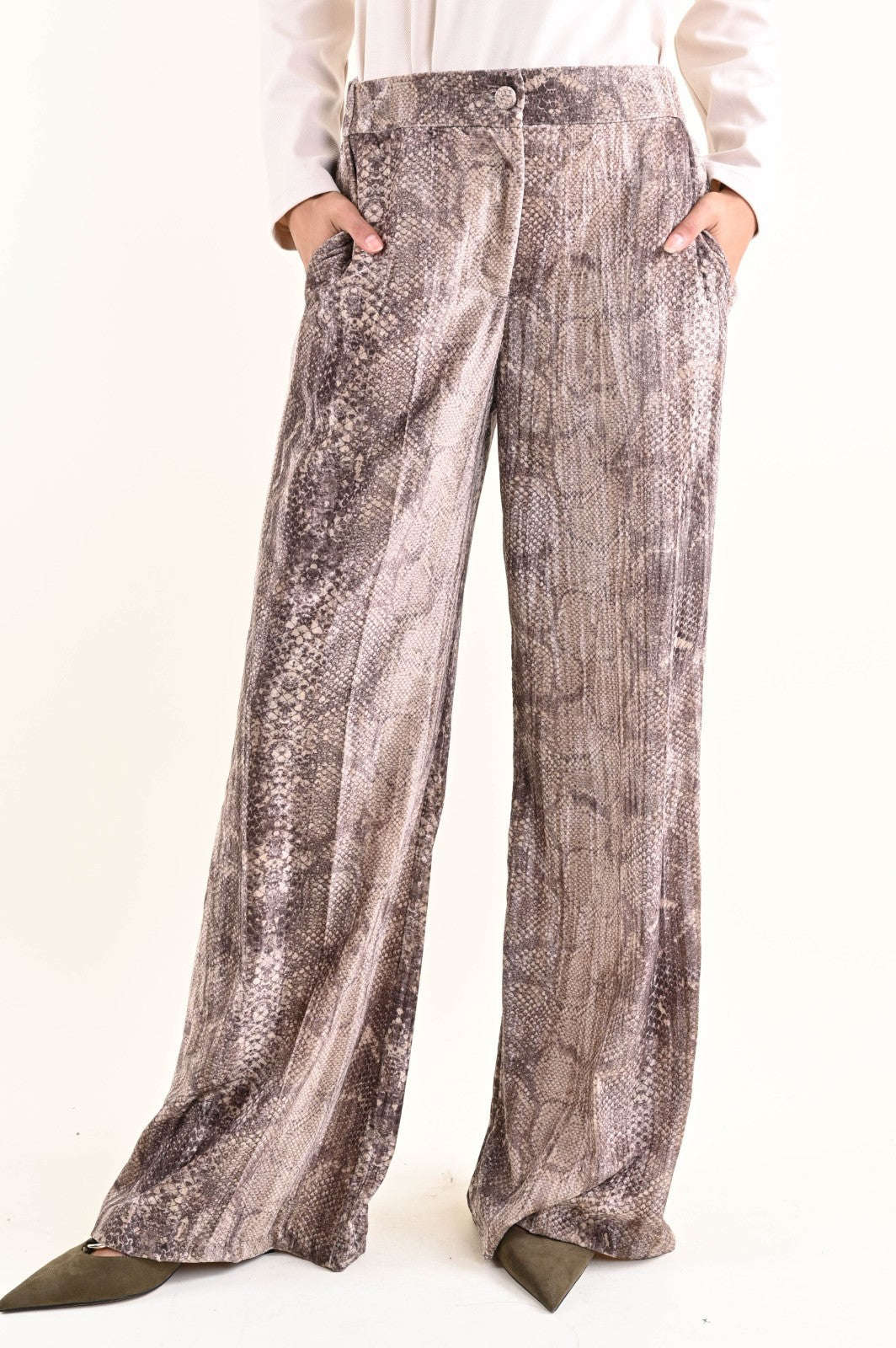 MYASTREET  Palazzo - Hose in Schlangenprint - Beige-Grau